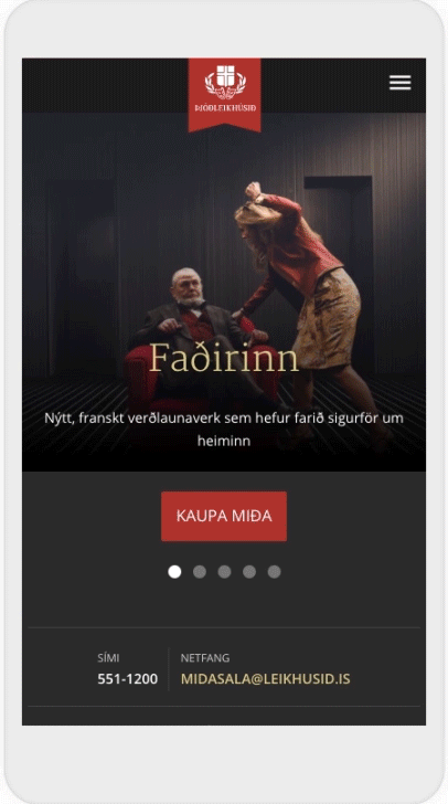 Skjáskot af vef Þjóðleikhússins